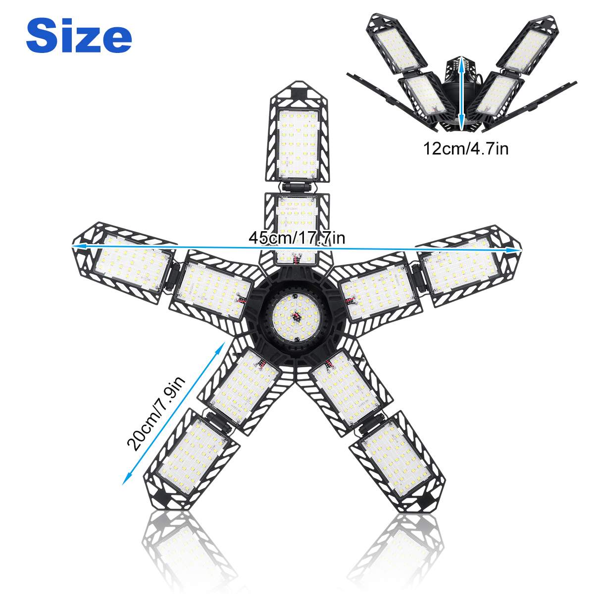 300W Deformable Industrial Lighting E27 Led Fan Garage Light Super Bright 18000LM 2835 Led High Bay Industrial Lamp for Workshop