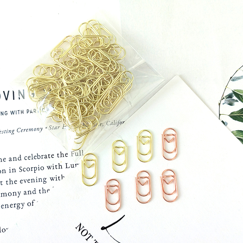 50pcs Kawaii Love Heart Paper Clips Tickets Photo Binder Clips Bookmarks Tiny Clips for Paper Korean Stationery Office Supplies