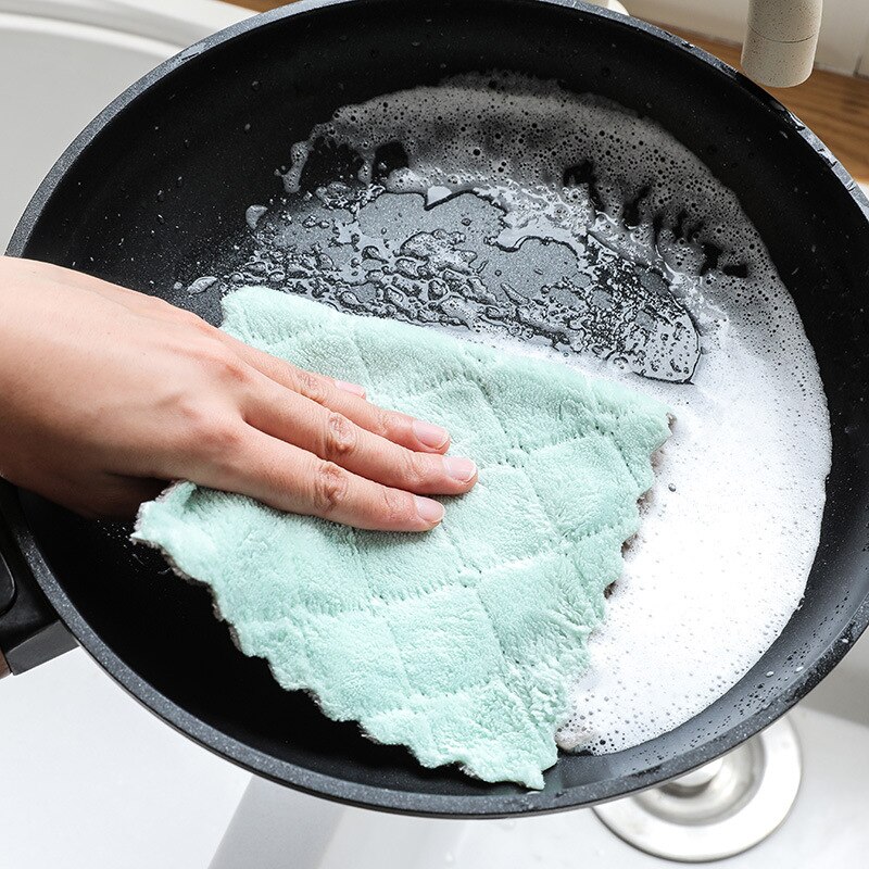 Moboss huishoud keukenhanddoek absorberend dikker dubbellaags doekje tafelreiniging afwasdoek keuken microvezel handdoek