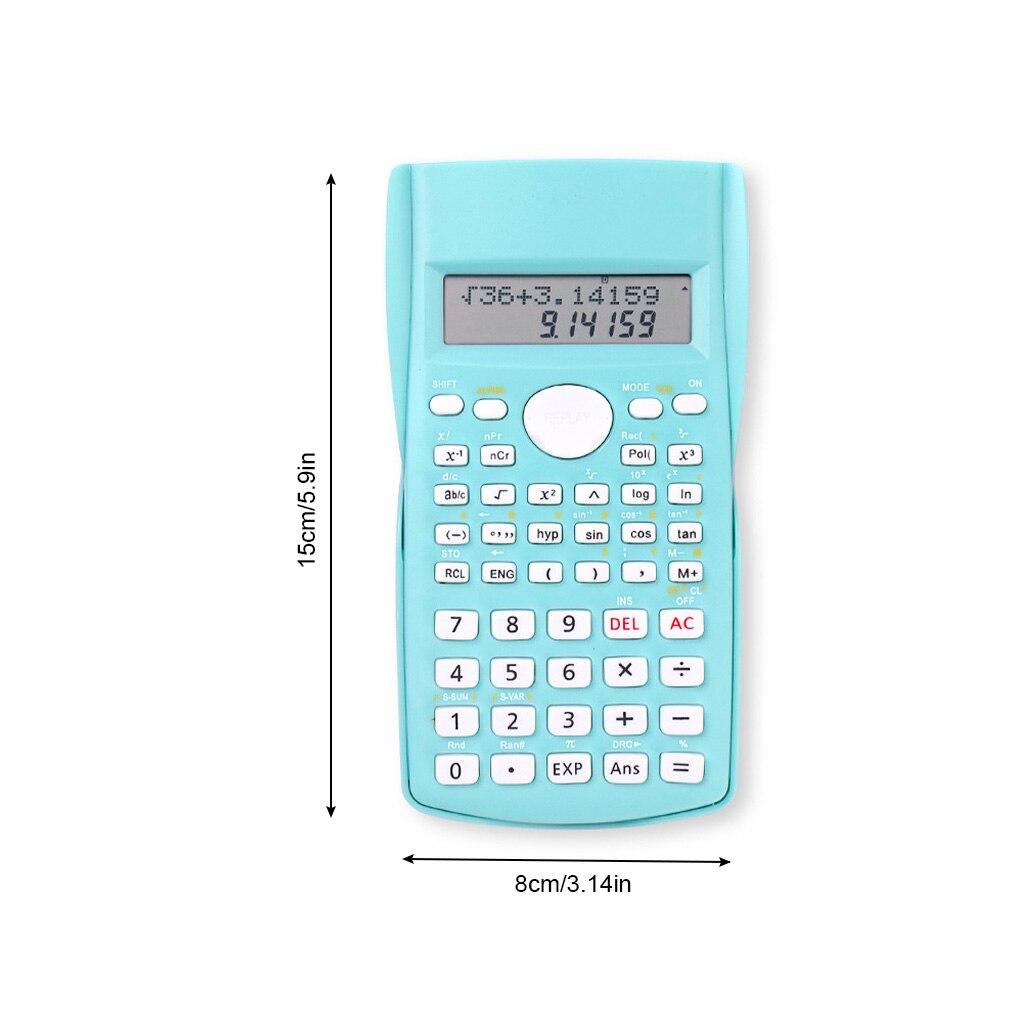 Calculator Engineering 12 Digits 2 Line Display Function Calculating Mathematics Accounting Pattern Random Mint Green: A