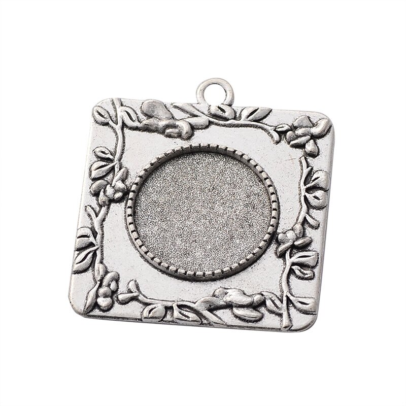 10pcs 20mm Inner Size Antique Silver Plated And Bronze Colors Plated Classic Style Cabochon Base Setting Charms Pendant: vintage sliver