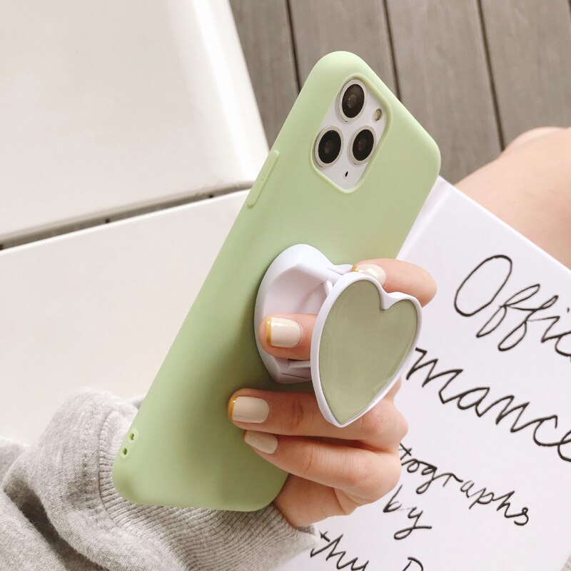 Rotatable gutta percha fold ring finger grip mobile phone holder for iphone xiaomi huawei case Heart shape holder stand bracket