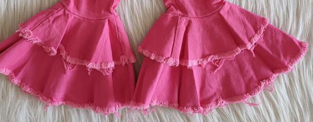 Jean déchiré double couche rose pour fille, vêtement de boutique, pantalon à cloche, offre spéciale,