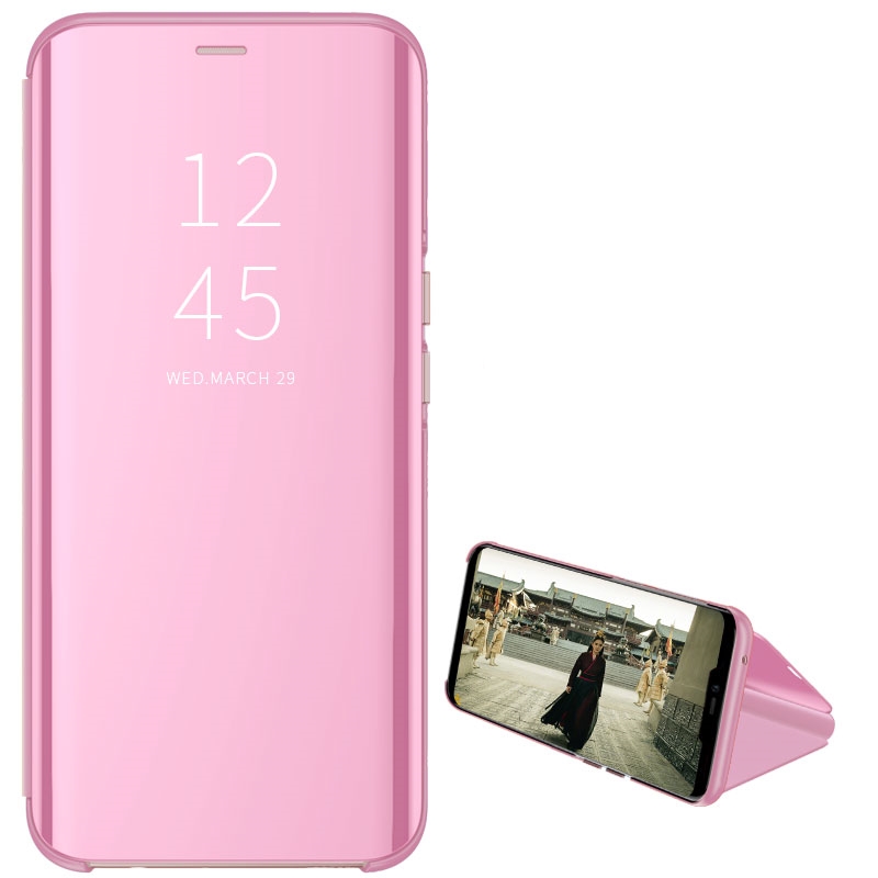 Para Samsung Galaxy Z Fold 2 funda de lujo con espejo de vista transparente funda de teléfono con soporte abatible de cuero para Samsung ZFold 2 SM-F916B contraportada: Verde