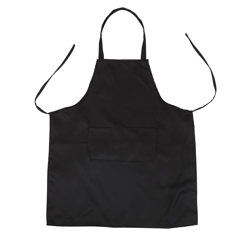 Unisex 2 Pocket Black Kitchen Apron Bib, One Size in Medium: Default Title