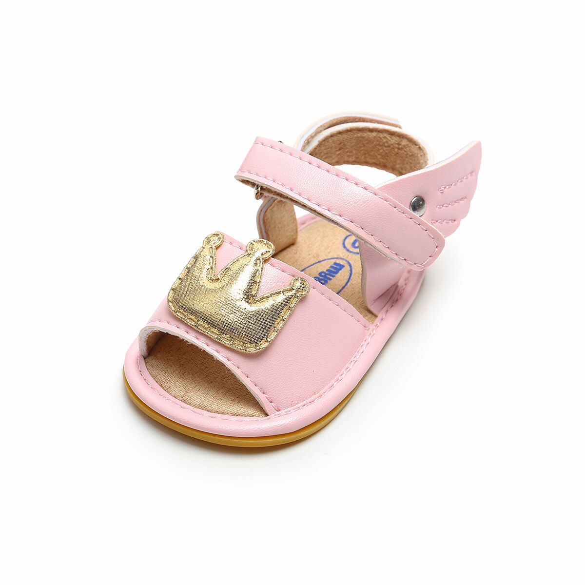 Baby Baby Meisje Zomer Sandalen Pu Leer Angel Wings Gold Crown Anti-Slip Rubberen Zool Prinses Jurk Babyschoenen schoenen: Roze / 0-6 months