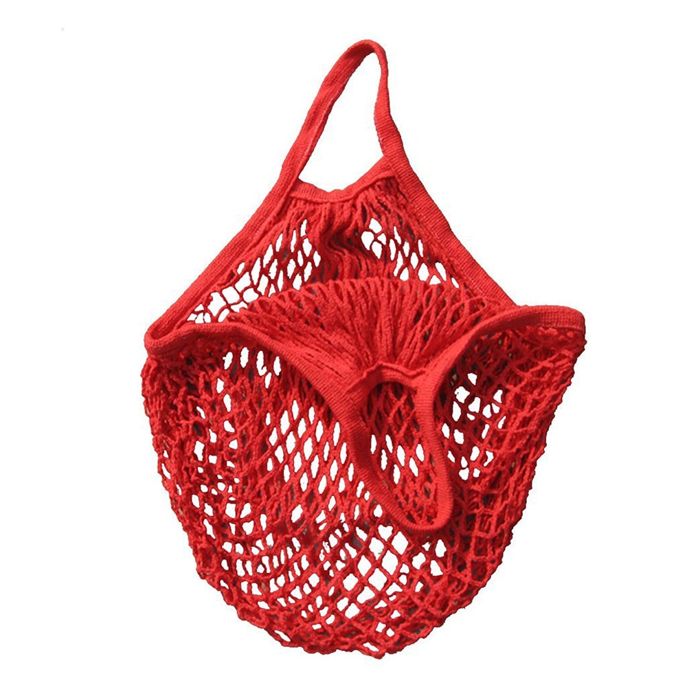 Shopping Mesh Bag Women Mesh Net Turtle Bag String Shopping Bag Reusable Fruit Storage Handbag Totes Convenient Bag: Red