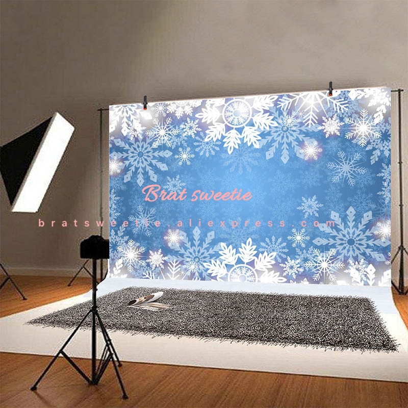 Isdronning prinsesse fest snefnug baggrund til fotografering vinyl baggrund vinter fødselsdagsfest dekorationer børn vægindretning