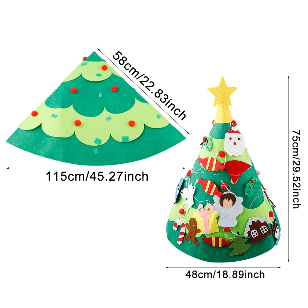 3D bricolage feutre arbre de noël avec éclairage maison décoration de noël enfant de noël jouets nouvel an Navidad décorations de noël: A10 with light