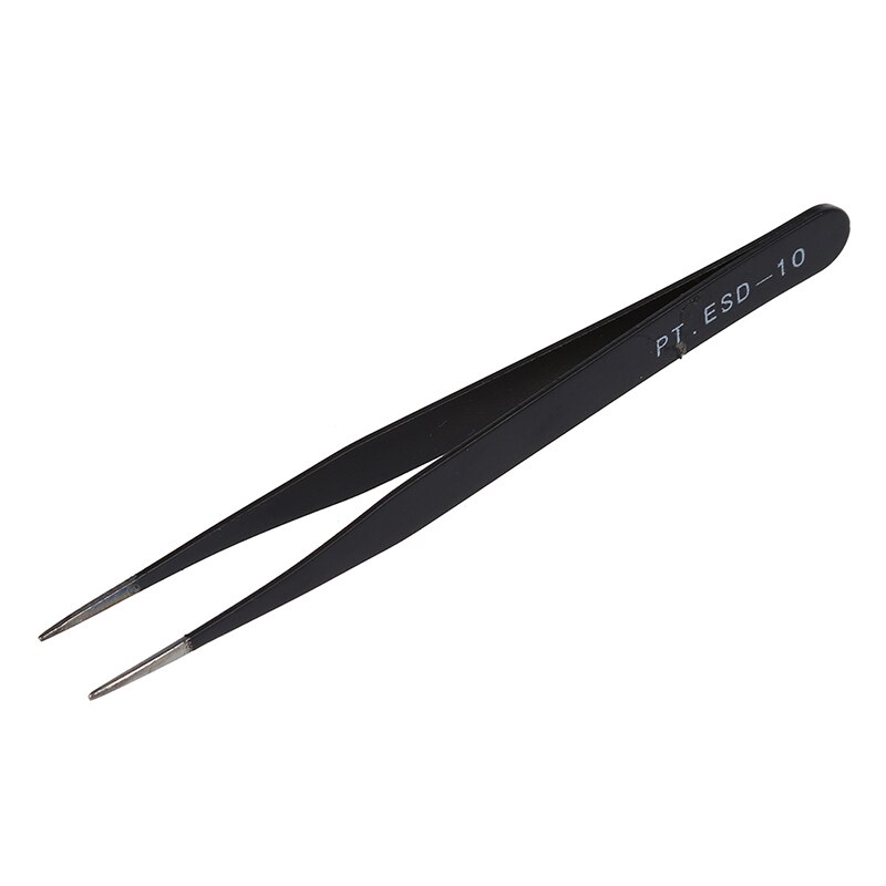 Black Metal Straight Sharp Tip Tweezer: Default Title