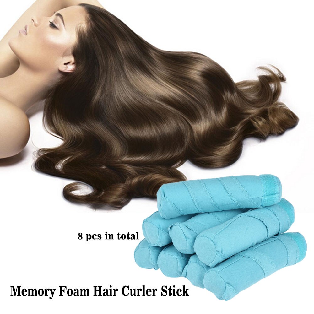 8pcs Hair Curler Memory Foam Hair Roller Stick Soft Curler for Long Thick Curly Hair Flexible Hair Styling Tool