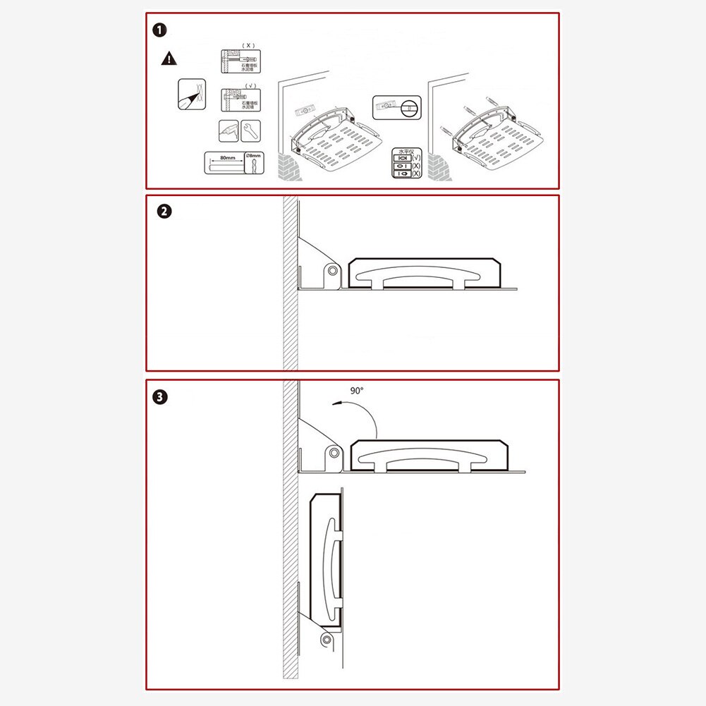 TV Set Top Box Hanger Bracket Floating Glass Shelf Wall Mount Bracket Under TV Box DVR DVD Holder Black/White