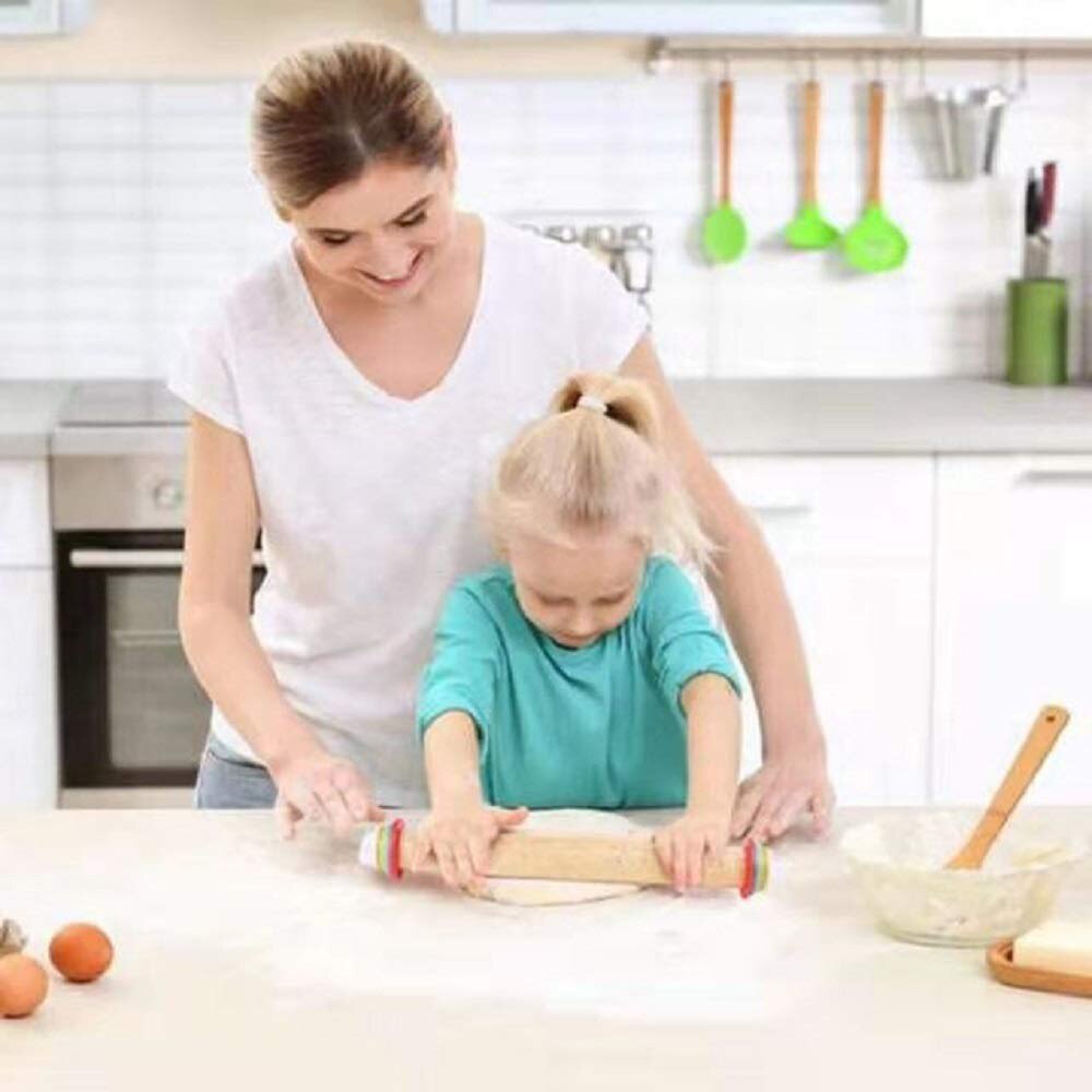 Verstelbare Houten Deegroller Met Schaal En Ringen Deeg Roller Voor Pasteuze Deeg Pizza Pie Korst Brood Professionele Gebak Gereedschap