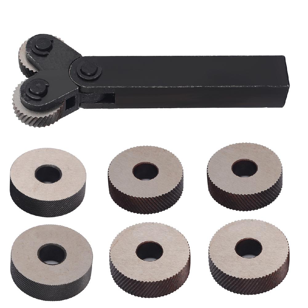 Dual Wheel Knurling Tool Kit 7pcs 0.5mm 1mm 2mm Wheel Linear Pitch Knurl Set Steel Lathe Cutter Wheel Knurling Tool Set