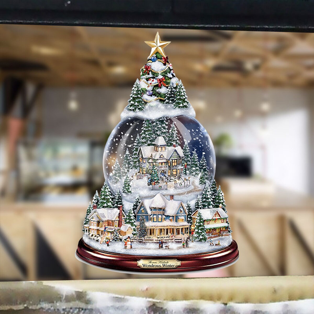 Christmas Tree Rotating Sculpture Train Decorations Paste Window Paste Stickers Christmas Decorations
