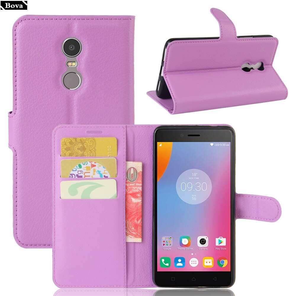 til fundas lenovo  k6 Merk etui pu lær lommebok deksel kortholder telefon etui til lenovo  k6 Merk  k6 Merk beskyttende etui hylster: Lilla jfc