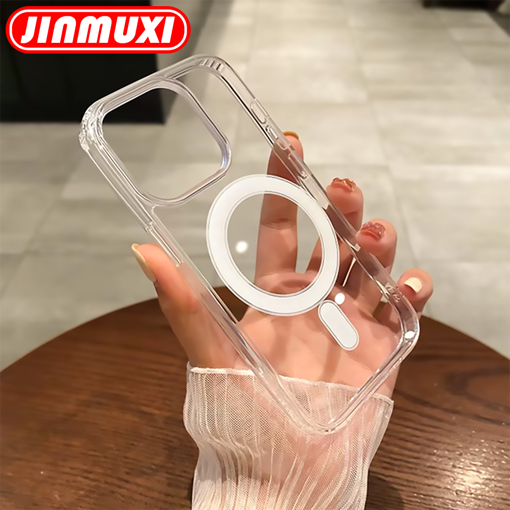 Funda transparente para carga inalámbrica Magsafe para Apple iPhone 16 15 14 13 12 11 Pro Max Plus Mini funda transparente acrílica magnética