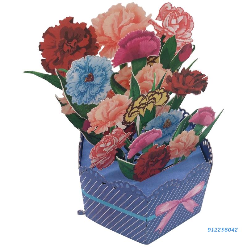 3D Pop Up Mothers Day Cards Floral Flower Thank You Greeting Cards for Mom Wife
