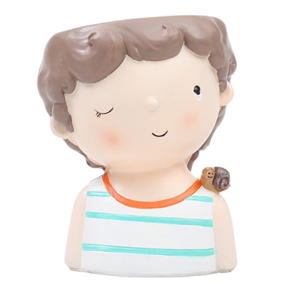 Hars Leuke Meisje & Jongen Mini Bloempotten Cactussen Succulent Plant Container Bloempot Tuin Planter Venster Doos Thuis Diy decor: H