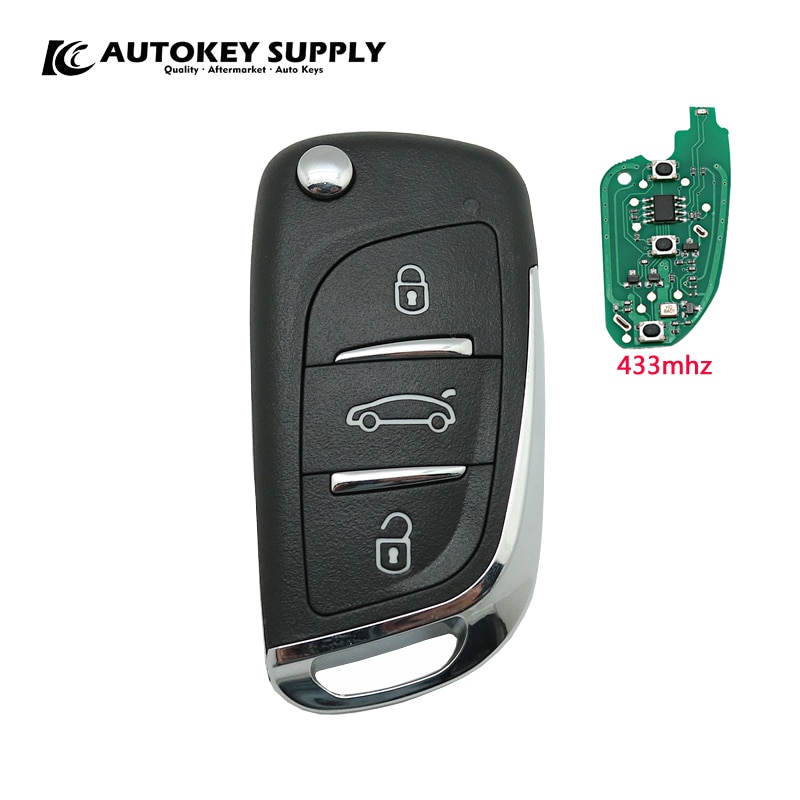 AUTOKEY SUPPLY auto-styling voor Citroen Afstandsbediening sleutel voor gezicht 3 KNOPPEN VRAGEN 433 mhz (Vaste code kopiëren) autosleutel AKFTFC403