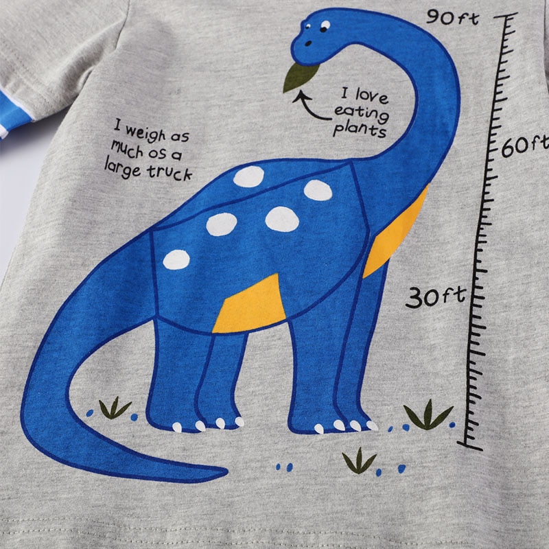 Vikita Kids T-shirt Voor Jongens Peuters Baby Jongens Lange Mouw Tees Kinderen Dinosaurus Cartoon Tops Kinderen Gestreepte Katoenen T shirt