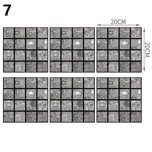 18Styles 20cm*20cm 6PCS/Set DIY Home Decor Kitchen Vinyl Self-sdhesive Wallpaper Backsplash Mosaic Tile Sticker Home Decoration: style7