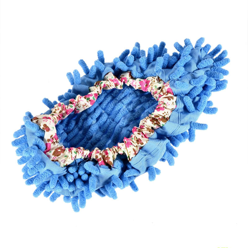 Chinelos de limpeza de poeira de chão sapatos pano de limpeza preguiçoso sapato capa mop chinelos microfibra chenille sapato cobre: Azul / 3pcs