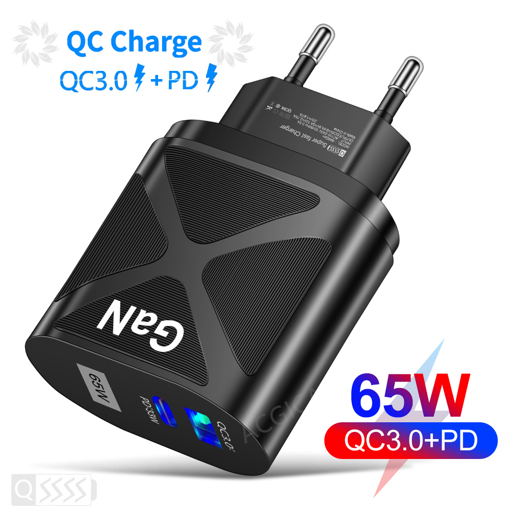 PD 65W GaN USB C ładowarka do Samsung S20 S21 uwaga 20 iPhone 13 12 Huawei Xiaomi Mi telefon Adapter ładowarka typ C szybkie ładowanie 3.0