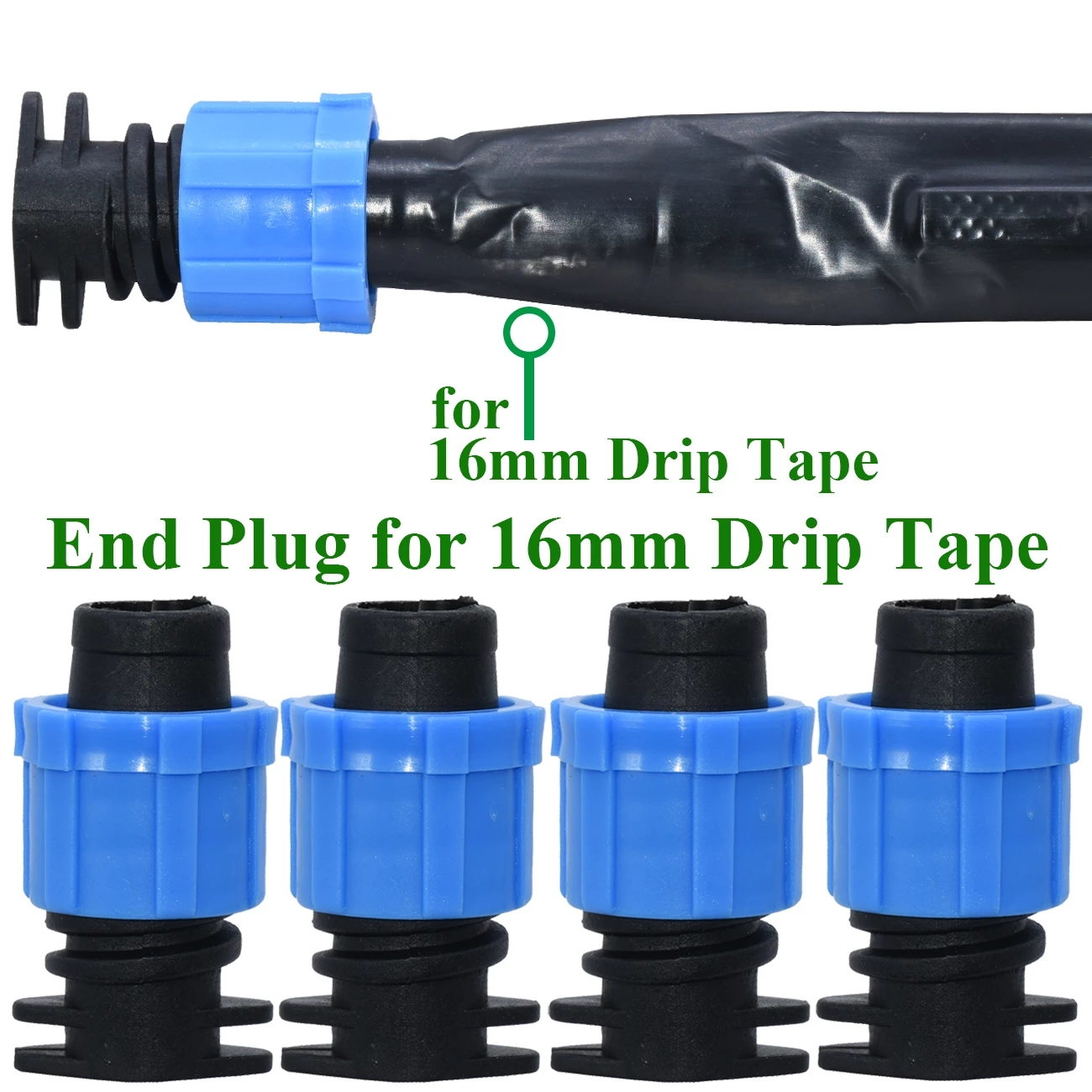 Ruban d'égouttement d'irrigation pour serre et jardin, 20-150m, 16mm, 8mil, 0.2mm, épaisseur 20cm, espacement de l'émetteur et du goutteur, 5/8 en effet, connecteur de tuyau