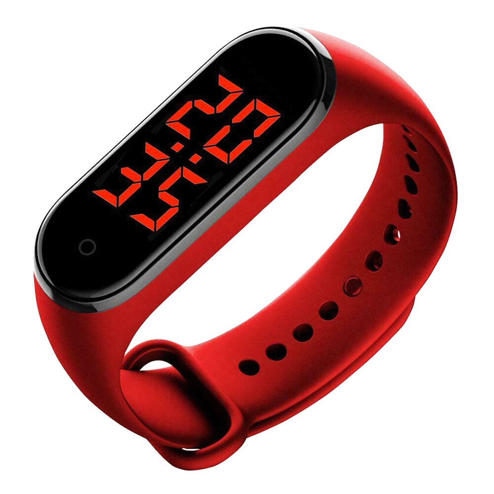 Body Temperature Smart Wrist Band Durable Practical Multi-functional Classic Bracelet with LED Display 90 Days Standby Time: Red