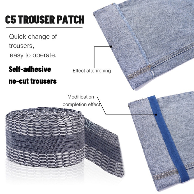 Cinta autoadhesiva para dobladillo de pantalones, pasta de borde de pantalón, reparación de pantalones acortados, cinta de dobladillo para tela de costura DIY, 1-5M