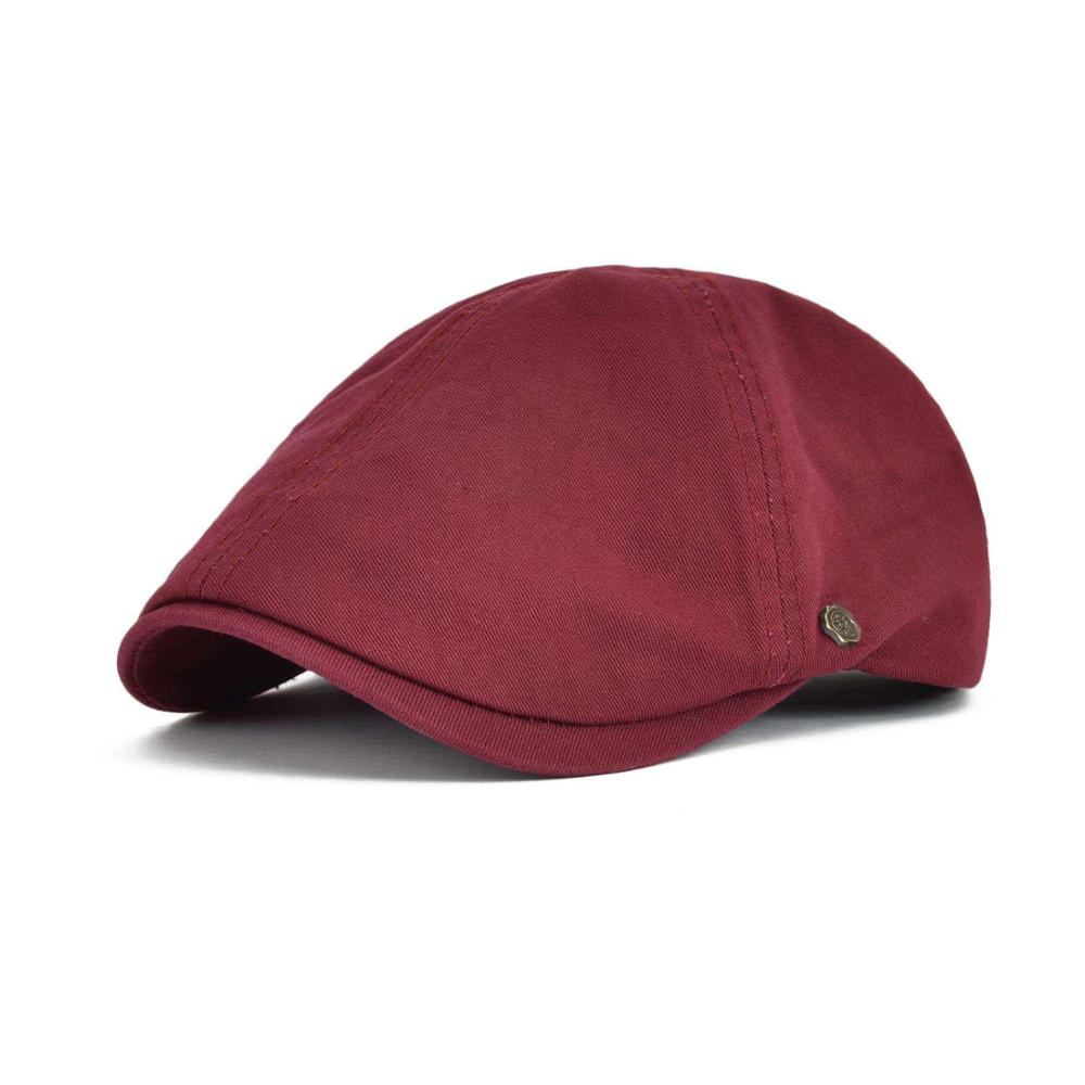 VOBOOM Cotton Newsboy Cap Men Women Ivy Flat Caps Spring Summer Berets Gatsby Hats Driver Cooker Retro Boina for Male Female: Red