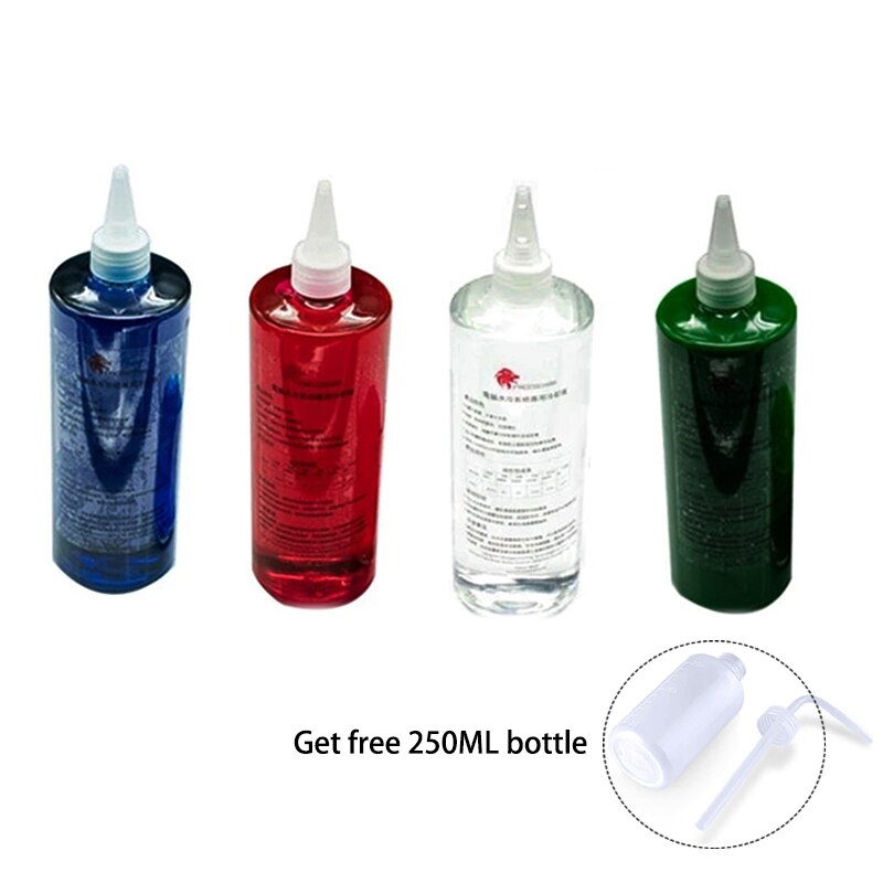 500ML PC Water Cooling Liquid Antu-Corrosion Deionized Water Coolant with 250ML Bottle Blue/Red/Green/Transparent