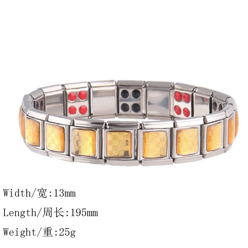 Bijoux or luxe élasticité élastique énergie mouvement magnétique Germanium breloque italienne Bracelet acier inoxydable ST15