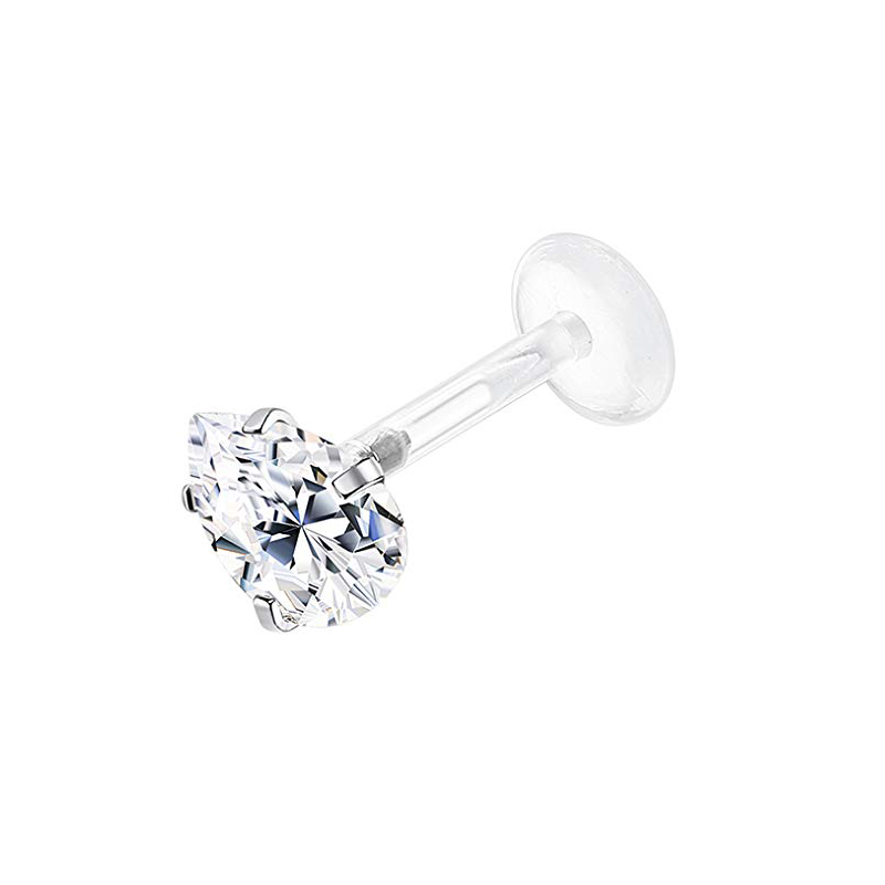 Drperfect 16G Forward Helix Cartilage Tragus Earring Stud Internal Threaded Labret Lip Monroe Ring Barbell Body Piercing Jewelry: WHITE / Black Zinc Plated