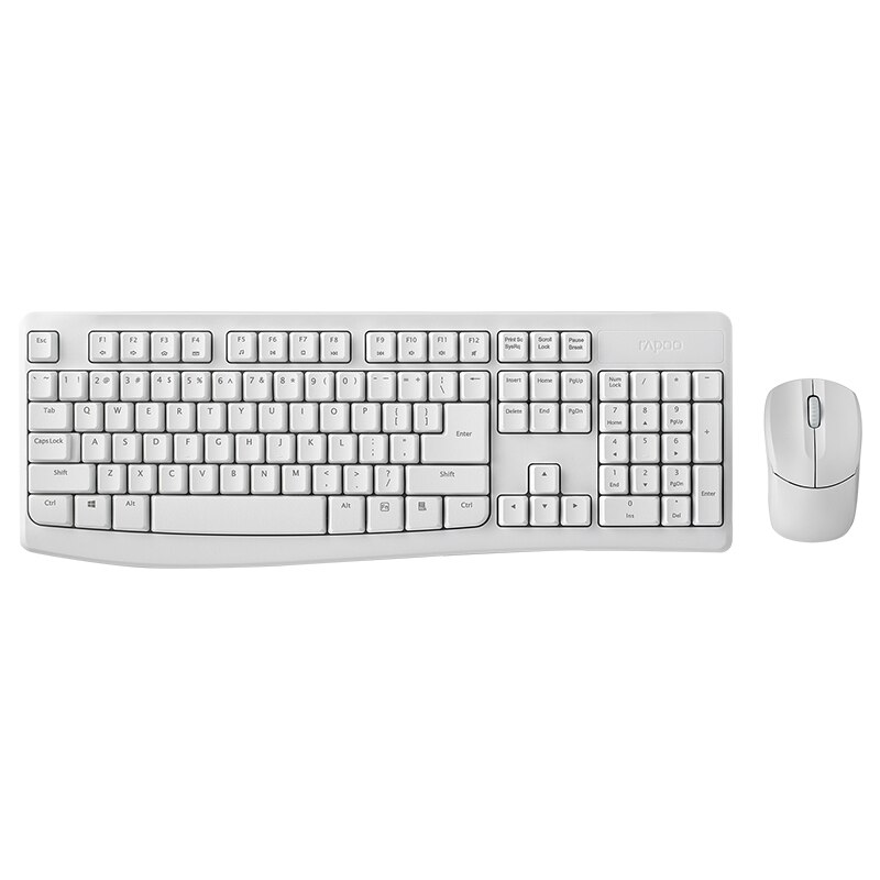 Rapoo X1800PRO Wireless Keyboard and Mouse Combo, Big Enter Key Full-Size Keyboard Mouse and Batteries Included: white
