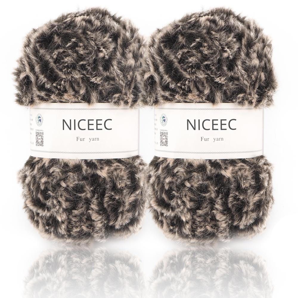 Niceec 2 Strengen Super Soft Bont Garen Chunky Pluizige Faux Fur Garen Wimper Garen Voor Haak Knit-Totale Lengte 2 × 32 M (2 × 35yds,50G × 2): 4