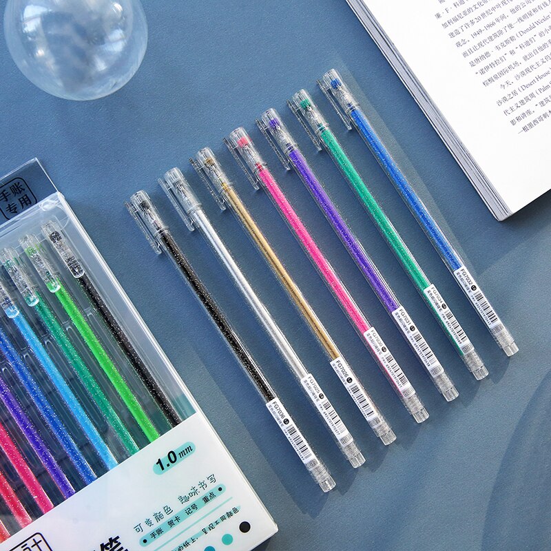 12Stck Blitz farbe Textmarker Kuli-einstellen 1,0mm kugelschreiber Marker Liner hervorhebung zeichnung malen Album kunst Schule f894