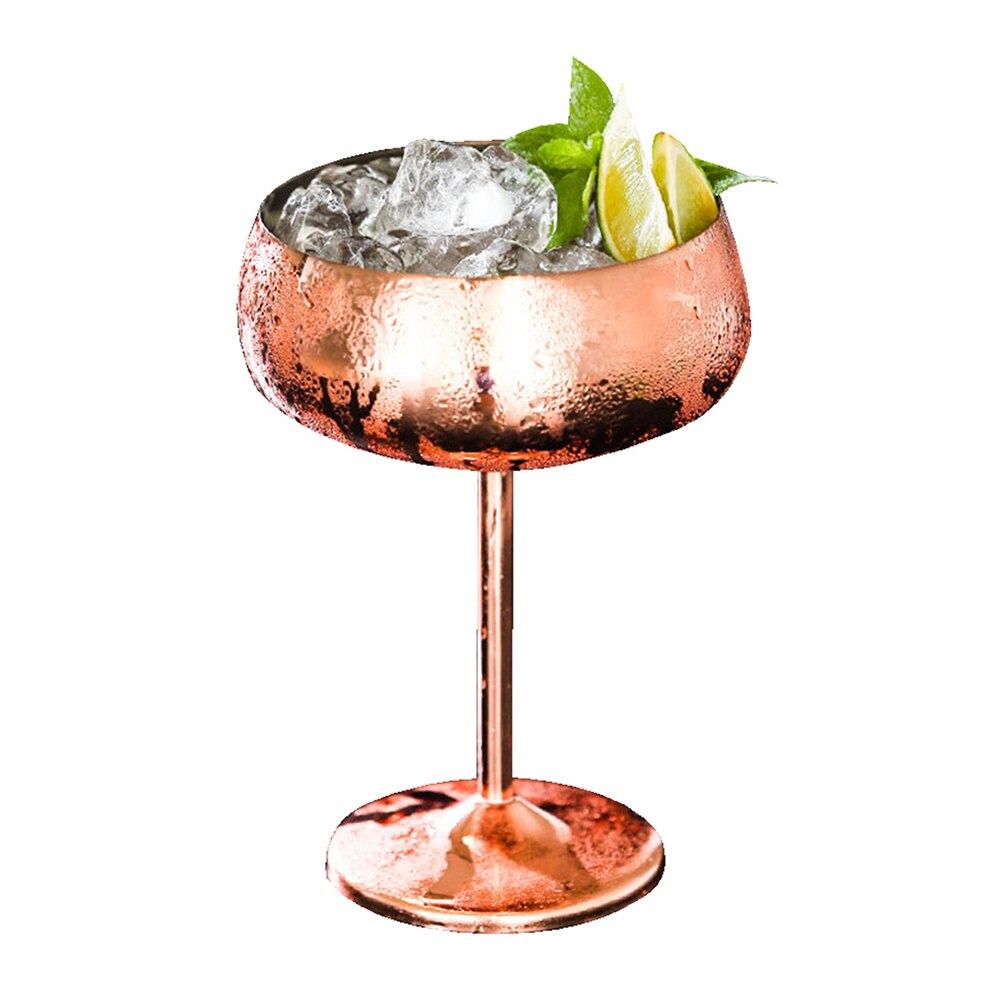 Rustfrit stål blankt kobberbelagt 450ml stor kapacitet bred mund sommerfuglekop metal vinglas restaurant champagneglas: Zmm 3966