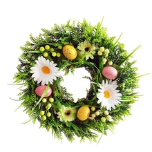 Pasen Zonnebloem Plant Garland Bunny Ei Kunstmatige Rotan Kransen Bruiloft Kerst Muur Deur Opknoping Hanger Woondecoratie