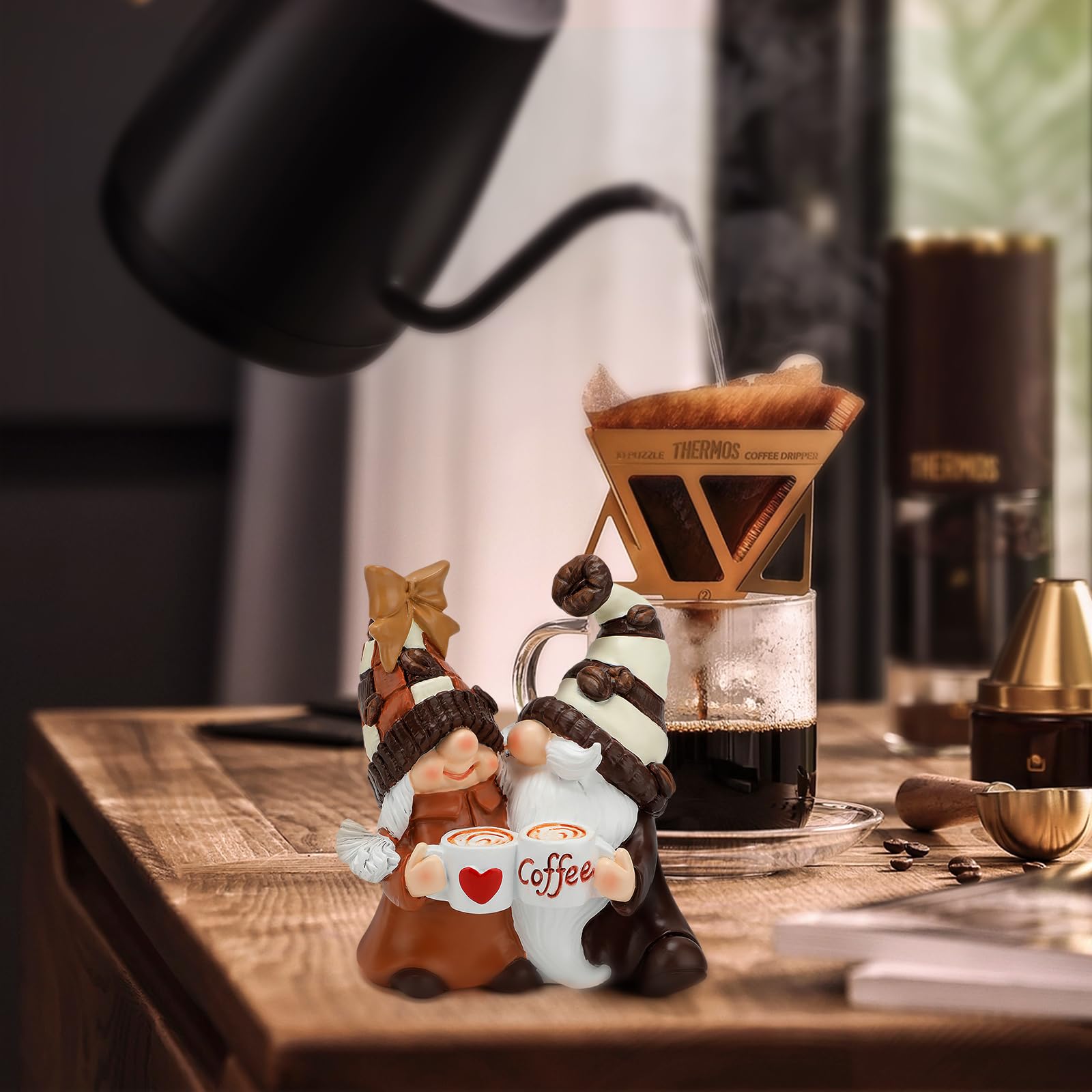 Kaffegnome kaffebar dekoration tilbehør forår sommer gnomdekoration efterår gnomdekoration hjem lagdelt bakke design