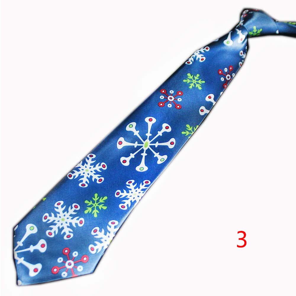 Tryckt julslips 9.5cm träd nyhet slips röd jultomte snöflinga slips för festival jul tyg slips: 3