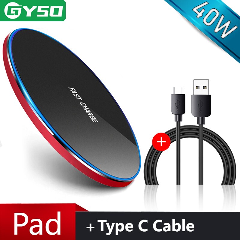 40W Qi Draadloze Oplader Voor Iphone 13 12 11 Pro Xs Max Snelle Wirless Opladen Voor Samsung Xiaomi Huawei telefoon Qi Lader Draadloze: G 40W Red