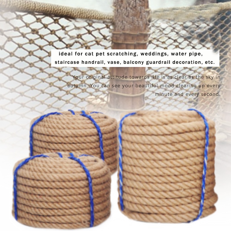 Cuerda de Yute Natural de 4mm, cuerda de cáñamo trenzada para macramé, artesanía Vintage para de boda, decoración hecha a mano para rascar mascotas