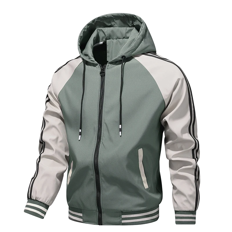 Heren Jas Herfst Lente Ride High-Performance Windjack Kleding Motorjas Mannelijke Motorjassen Winddicht Gestreept: XXL / green
