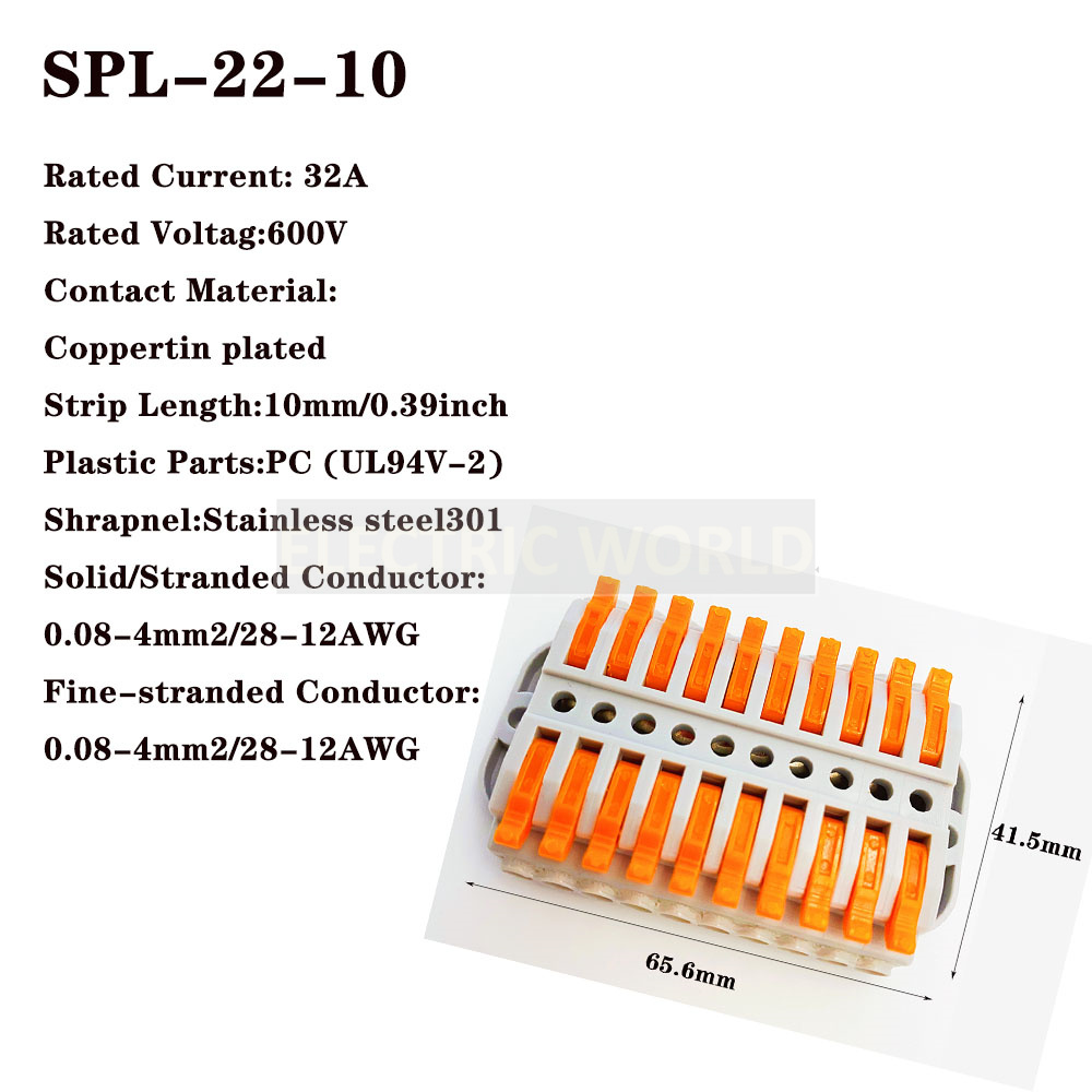 Wire Connectors 2-12 pin screw fixing push-in Quick Docking Cable Universal compact Electrical Wiring Terminal Block Connector: Gold