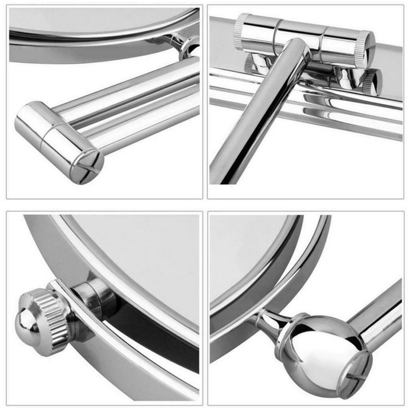 Chrome 10X Magnifying Wall Mounted Round Mirror Vanity Make Up Shaving Folding Bathroom Makeup Mirror Free Punch Wall-Mounted