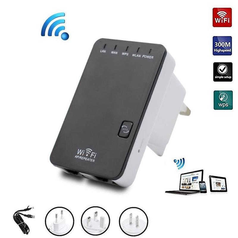 300M Wireless Repeater Dual Network Port Network Signal Amplifier WiFi Router Wifi Range Extender Router Wi-Fi Signal Amplifier