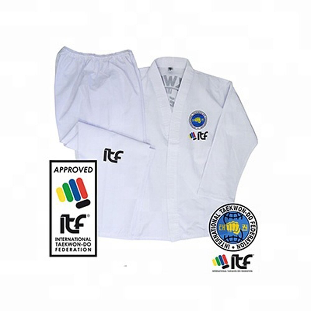 2022 ITF approved Taekwondo Student Uniform Doboks With Embroidery Kimono Pattern Cotton Uniform For Adult kids