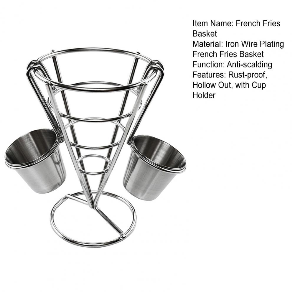 Französisch Frites Stehen Mit Soße-Trichter einstellen Rost-nachweisen Metall Chip Tasse Halfter Gebratenes Huhn Anzeige Gestell Korb Party Küche Versorgung